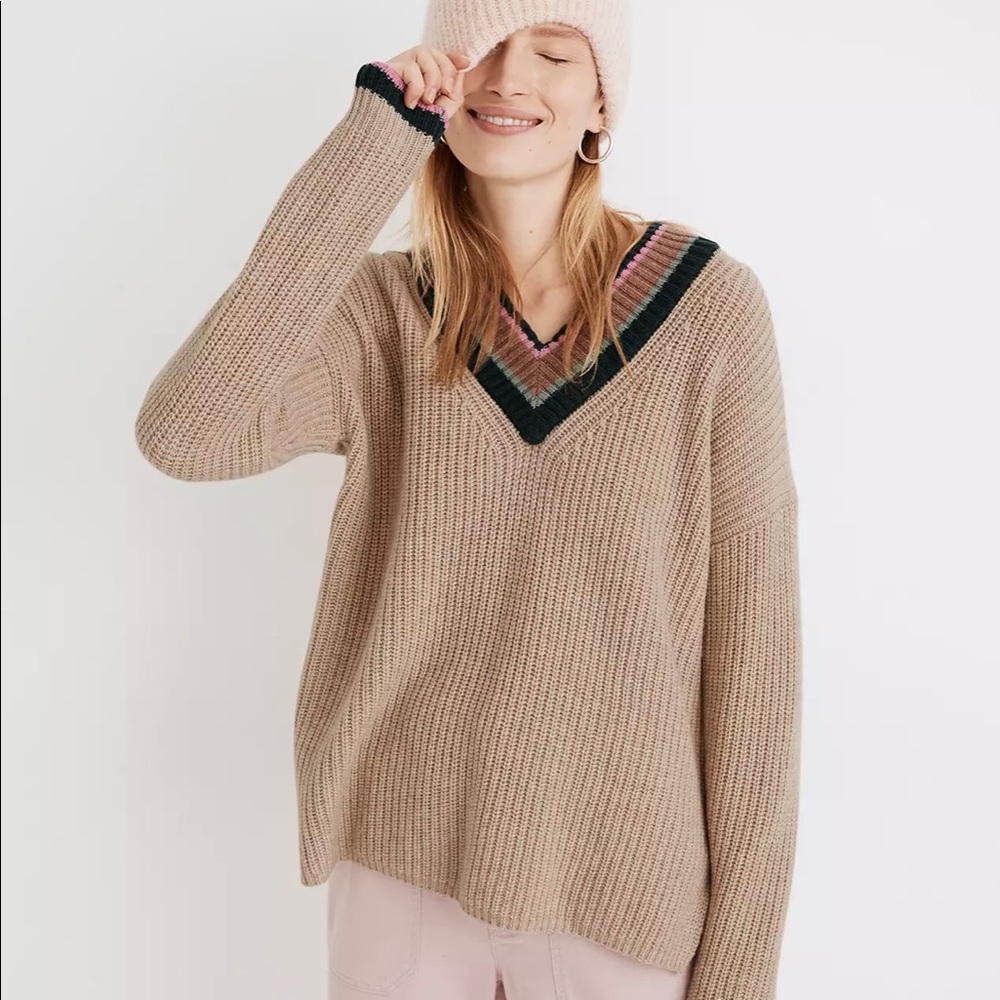 Tipped Forrest V-Neck Sweater